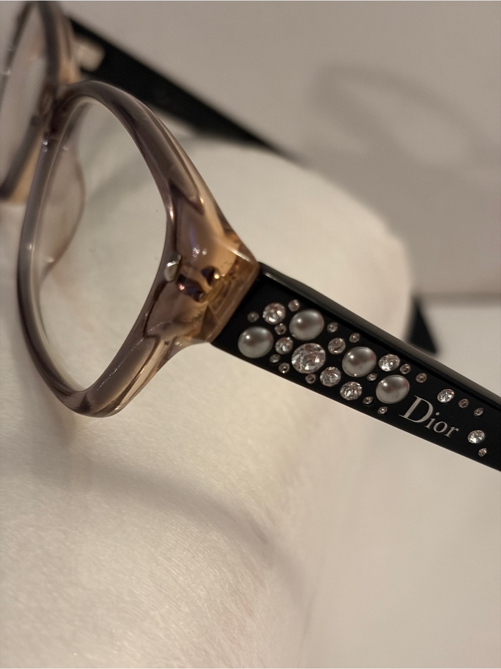 Christian Dior CD3259- Havana Pearl Stud Crystal Eyeglasses.